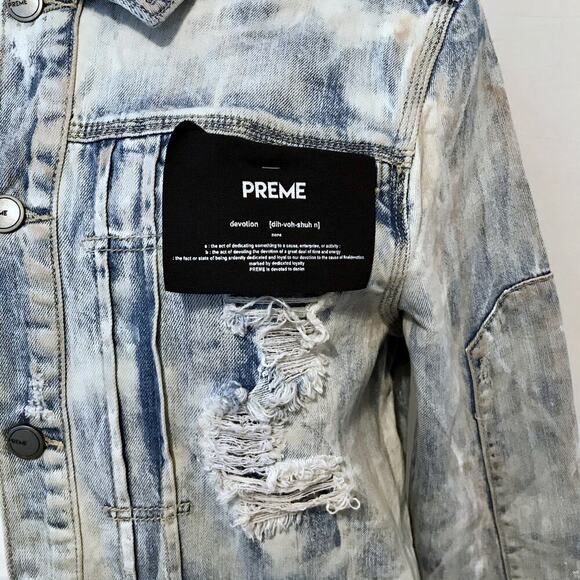 Preme NWT Light Stone Wash Jean Jacket Men M - Picture 3 of 16